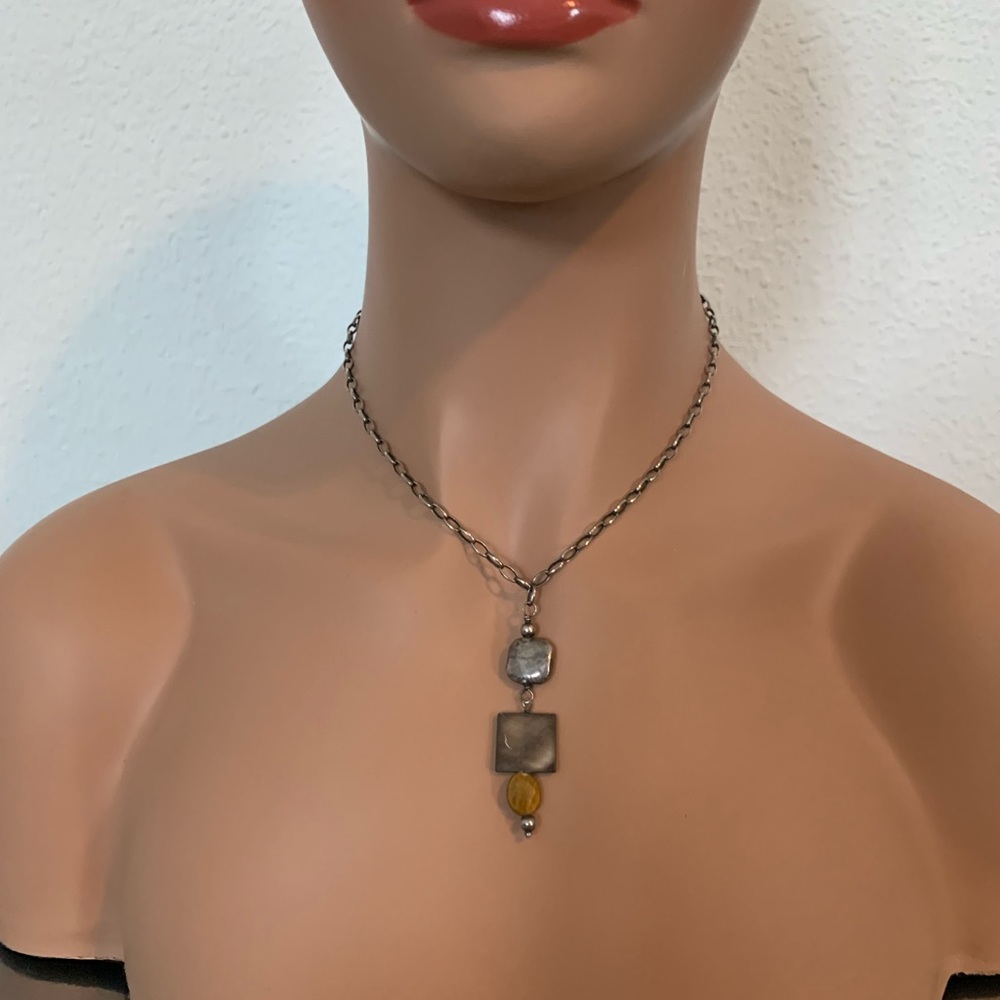 Silpada Sterling MOP Tiger Eye Abalone Necklace